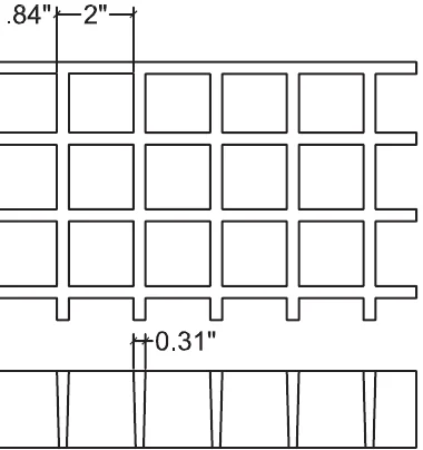 2" x 2" 方孔模压格栅 尺寸图