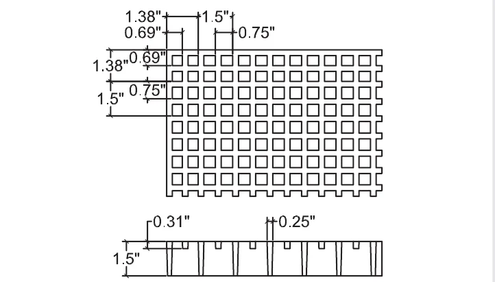 1 1/2" x 3/4" Mini Mesh dimensions